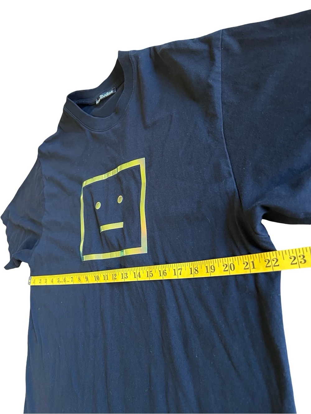 ACNE STUDIOS Stockholm $190 Iridescent Metallic Face Logo Designer XL Shirt Luxe - Picture 5 of 9